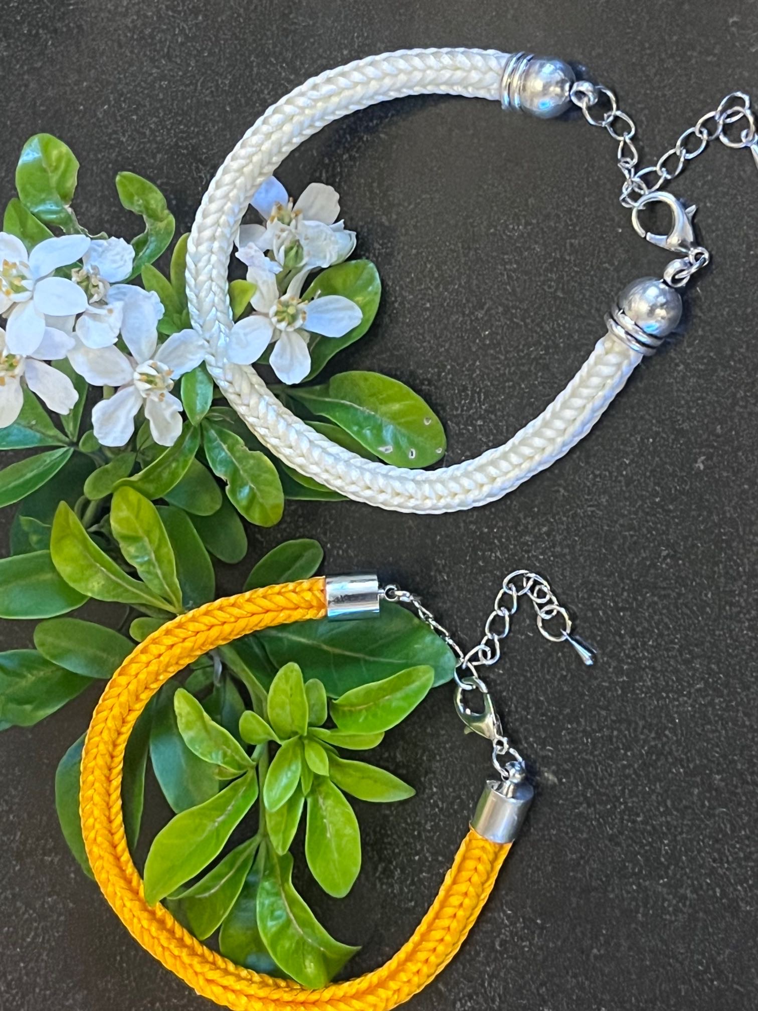 Handmade cord bracelets and woven bangles by Bella Flor Jewellery